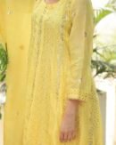 Yellow Noor Organza Badla Anarkali With Dupatta