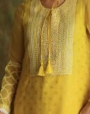Yellow Mukaish Kamdani Noor Organza Chikankari Kurta Set