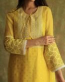 Yellow Mukaish Kamdani Noor Organza Chikankari Kurta Set