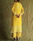 Yellow Mukaish Kamdani Noor Organza Chikankari Kurta Set
