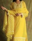 Yellow Mukaish Kamdani Noor Organza Chikankari Kurta Set