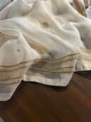 White Noor Banarasi Organza Chikankari Unstitched Fabrics