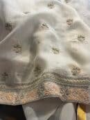 White Noor Banarasi Organza Chikankari Unstitched Fabrics