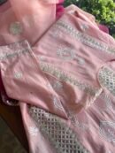 Chanderi Daraz Applique Chikankari Mukaish Kurta Dupatta Set