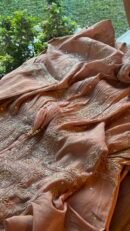 Brick Rose shade Tissue Silk Chikankari Anagarkha