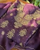 Deep Purple Noor Organza Silk Chikankari Unstitched Fabrics