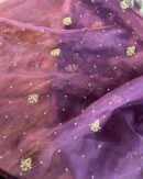 Deep Purple Noor Organza Silk Chikankari Unstitched Fabrics