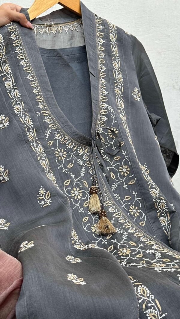 SICO Mal Chikankari Kurta With Mukaish Kamdani – Ready to Wear - Image 10