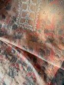 Peach Noor Organza Silk Chikankari With Mukaish Kamdani Fabric