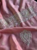 Pink Banarasi Zari Chanderi Chikankari Unstitched Kurta Dupatta Fabric Set