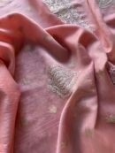 Pink Banarasi Zari Chanderi Chikankari Unstitched Kurta Dupatta Fabric Set