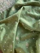Green Banarasi Zari Chanderi Chikankari Unstitched Kurta Dupatta Fabric Set