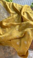 Yellow Banarasi Zari Chanderi Chikankari Unstitched Kurta Dupatta Fabric Set
