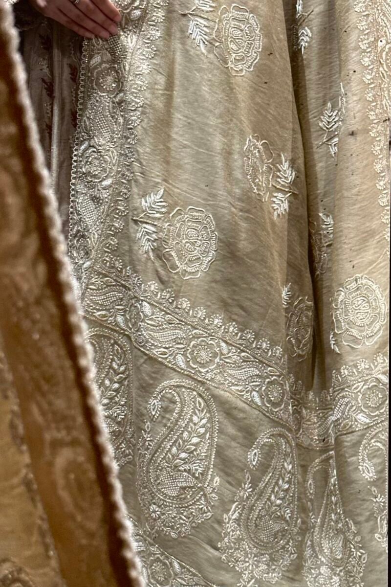 Natural Shade Fine Chikankari Ari Tissue Silk Dupatta