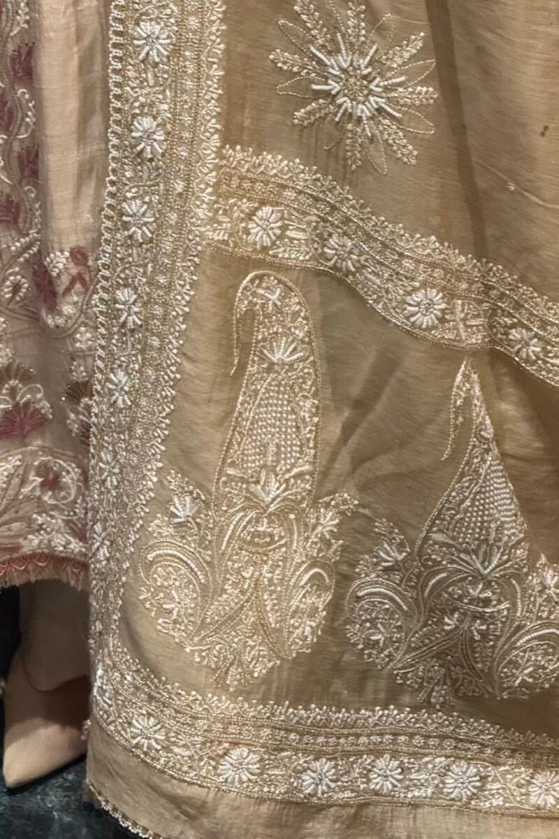 Natural Shade Fine Chikankari Ari Tissue Silk Dupatta