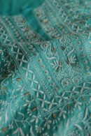 Green Paper Tussar Resham Chikankari Unstitched Kurta Dupatta Set