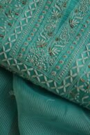 Green Paper Tussar Resham Chikankari Unstitched Kurta Dupatta Set