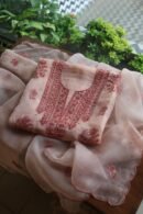 Baby Pink Noor Organza Silk Chikankari Unstitched Kurta Dupatta Set