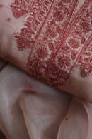 Baby Pink Noor Organza Silk Chikankari Unstitched Kurta Dupatta Set