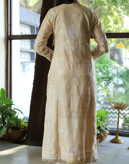 Basak Chikankari With Mukaish Work Ready To Wear Kurta Dupatta Set