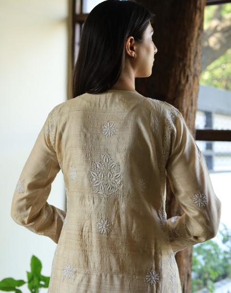 Basak Chikankari With Mukaish Work Ready To Wear Kurta Dupatta Set