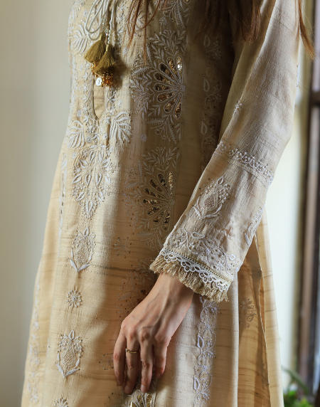 Basak Chikankari With Mukaish Work Ready To Wear Kurta Dupatta Set