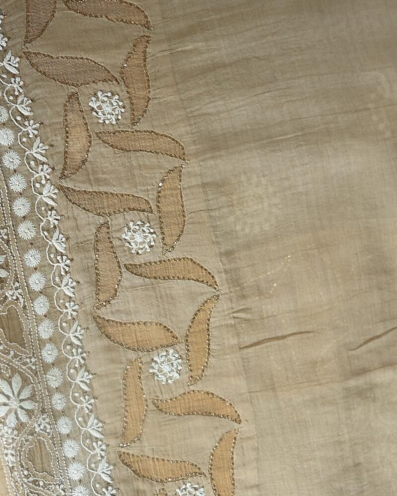 Beige Daraz Chanderi Chikankari Kurta Fabrics