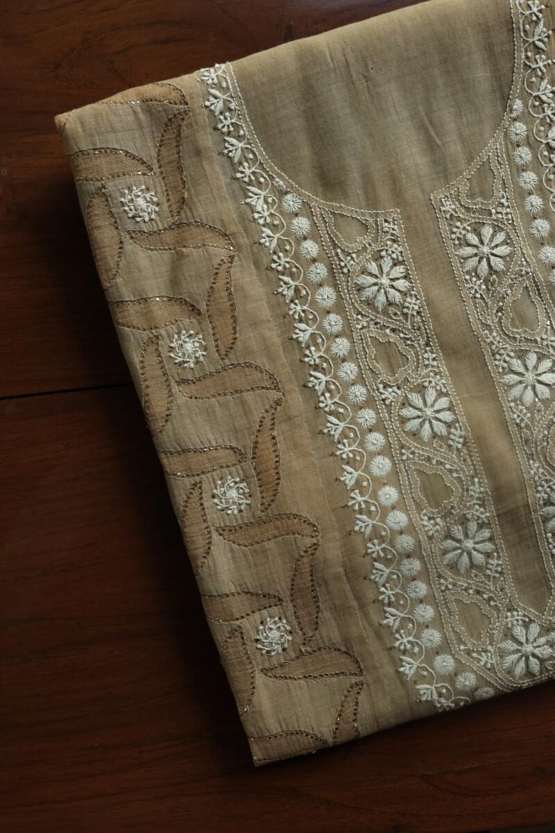 Beige Daraz Chanderi Chikankari Kurta Fabrics