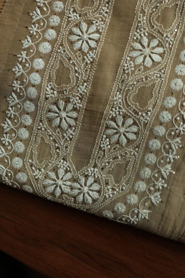 Beige Daraz Chanderi Chikankari Kurta Fabrics - Image 2