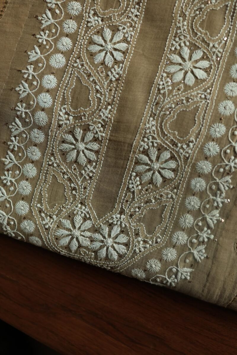 Beige Daraz Chanderi Chikankari Kurta Fabrics