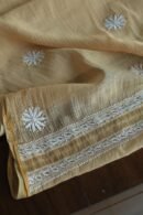Beige Mal Cotton Chikankari Unstitched Kurta Dupatta Fabrics With Kamdani