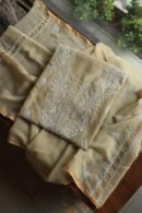 Beige Mal Cotton Chikankari Unstitched Kurta Dupatta Fabrics With Kamdani