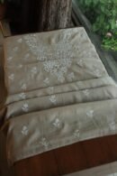 Beige Mal Cotton Chikankari Unstitched Kurta Dupatta Fabrics With Kamdani