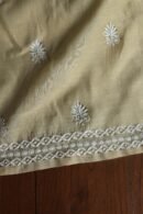 Beige Mal Cotton Chikankari Unstitched Kurta Dupatta Fabrics With Kamdani