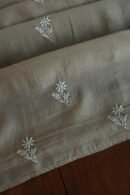 Beige Mal Cotton Chikankari Unstitched Kurta Dupatta Fabrics With Kamdani