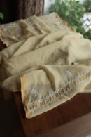 Beige Mal Cotton Chikankari Unstitched Kurta Dupatta Fabrics With Kamdani