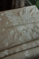 Beige Mal Cotton Chikankari Unstitched Kurta Dupatta Fabrics With Kamdani