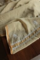 Beige Mal Cotton Chikankari Unstitched Kurta Dupatta Fabrics With Kamdani