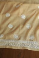 Beige Mal Cotton Chikankari Unstitched Kurta Dupatta Fabrics With Kamdani