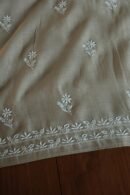 Beige Mal Cotton Chikankari Unstitched Kurta Dupatta Fabrics With Kamdani