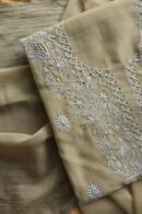 Beige Mal Cotton Chikankari Unstitched Kurta Dupatta Fabrics With Kamdani