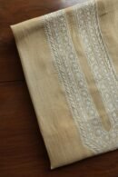 Beige Malmal Chikankari Unstitched Men's Kurtas Fabrics
