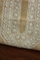 Beige Malmal Chikankari Unstitched Men's Kurtas Fabrics