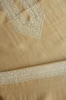 Beige Malmal Chikankari Unstitched Men's Kurtas Fabrics
