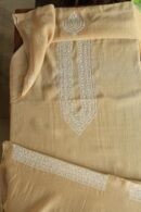 Beige Malmal Chikankari Unstitched Men's Kurtas Fabrics