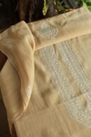 Beige Malmal Chikankari Unstitched Men's Kurtas Fabrics