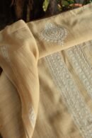 Beige Malmal Chikankari Unstitched Men's Kurtas Fabrics