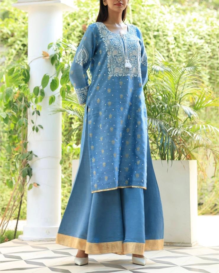 Banarasi Zari Chanderi Chikankari Sharara Set