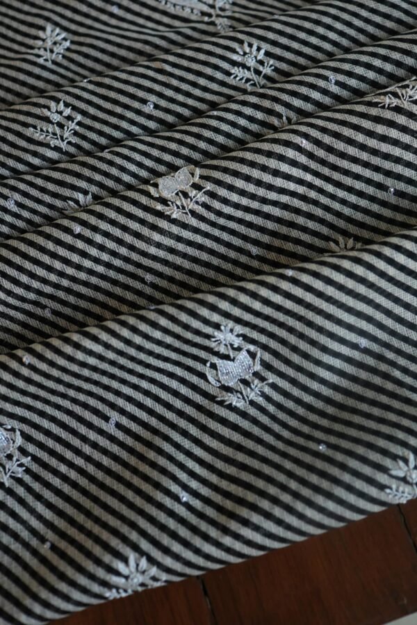 Black Kota Cotton Chikankari Unstitched Kurta Fabrics - Image 6
