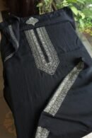 Black Malmal Chikankari Unstitched Men's Kurtas Fabrics